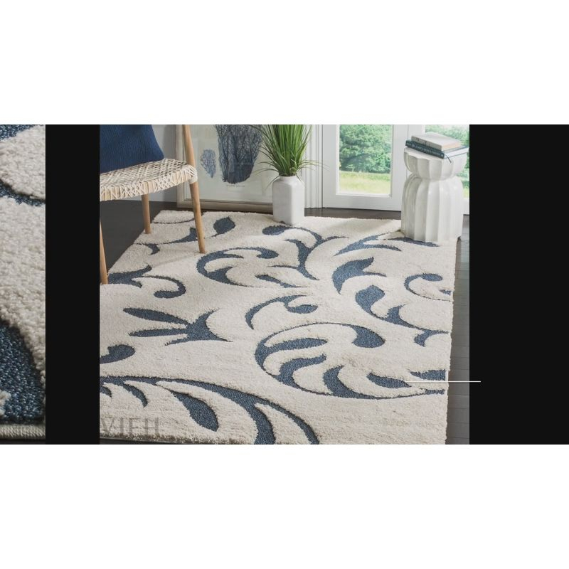 Florida Shag SG468 Power Loomed Indoor Accent Rug - Cream/Blue - 2'3"x4' - Safavieh.