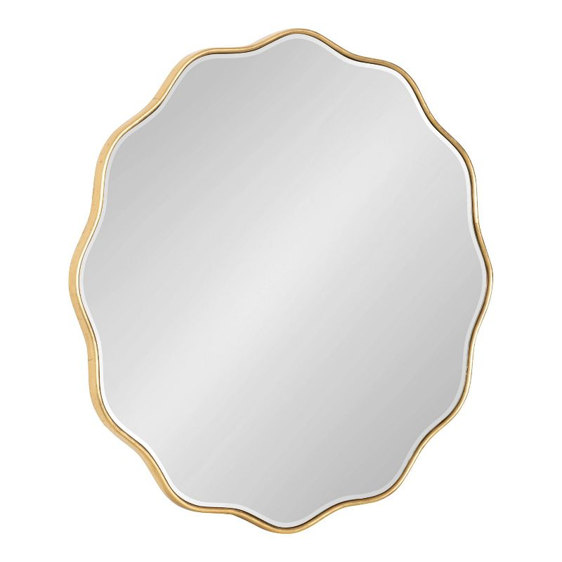 Kate & Laurel All Things Decor 26"x26" Viona Round Scalloped Mirror Gold: Modern Style, No Assembly, Wall Mounted