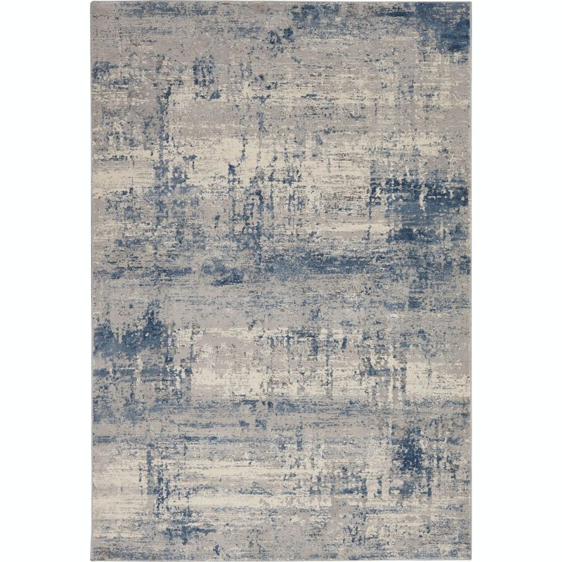 Nourison Rustic Textures Abstract Indoor Area Rug Ivory Blue 5'3" x 7'3"