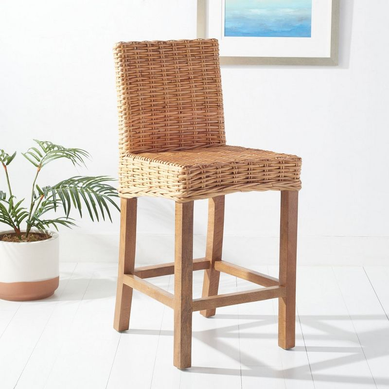 Tobie Rattan Counter Stool - BST6501 - Natural/Golden Brown - Safavieh
