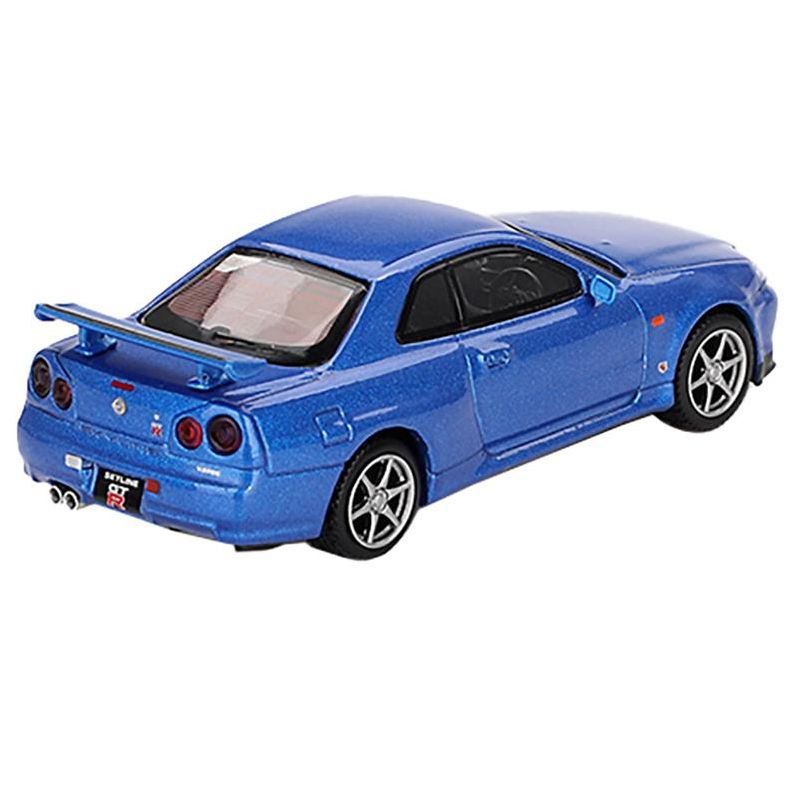Nissan Skyline GT-R (R34) V-Spec RHD (Right Hand Drive) Bayside Blue Metallic Limited Edition 1/64 Diecast Model Car by Mini GT