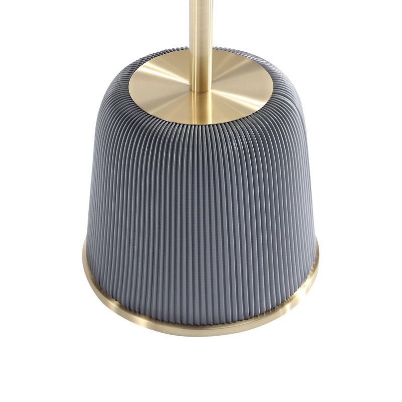 Manhattan Comfort Anderson Modern Leatherette Upholstered End Table with Gold Tabletop Gray: Stainless Steel, No Assembly Required