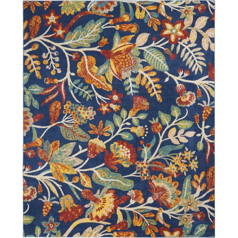Nourison Allur Botanical Indoor Area Rug Navy Multicolor 9' x 12'