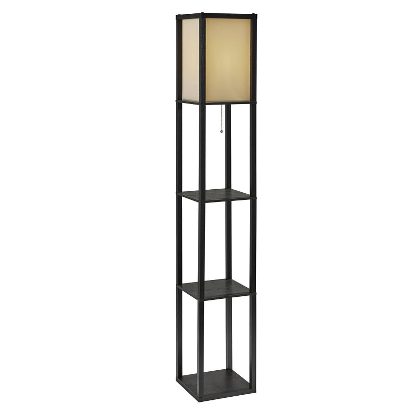 63" Wright Shelf Floor Lamp - Adesso: Black Walnut, Pull Chain, Storage Display
