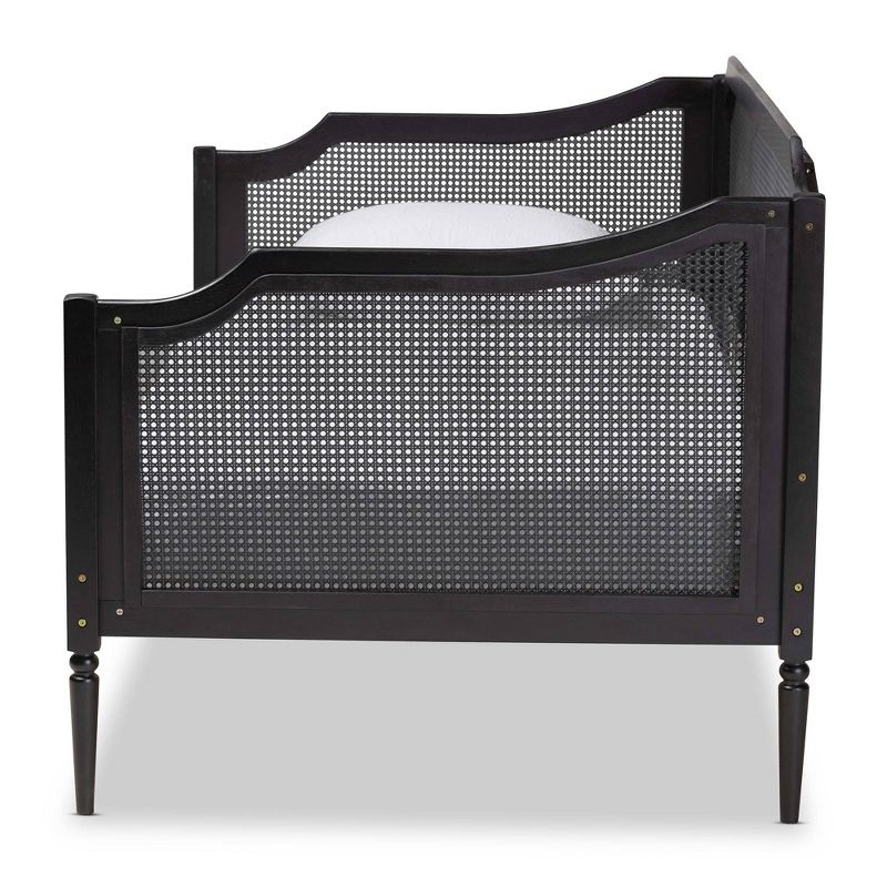 Twin Hancock Wood & Synthetic Rattan Daybed Charcoal - Baxton Studio: Frame, No Trundle