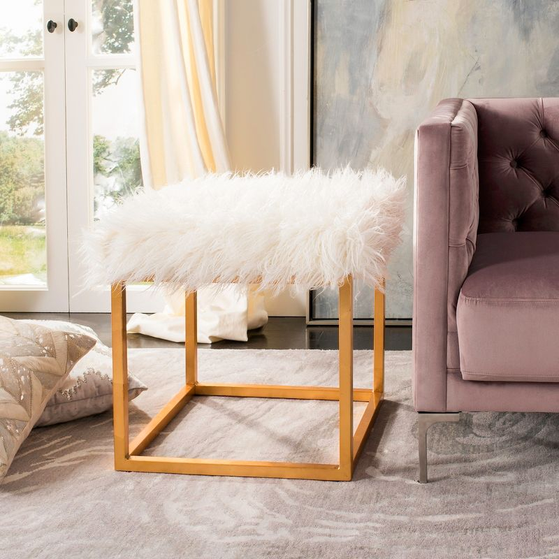 Rowan Square Ottoman - FOX6288 - White - Safavieh Couture