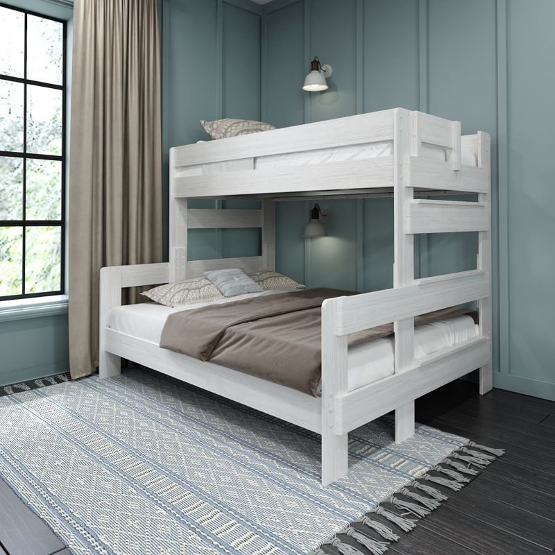 Max & Lily Farmhouse Twin XL over Queen Bunk Bed, White Wash