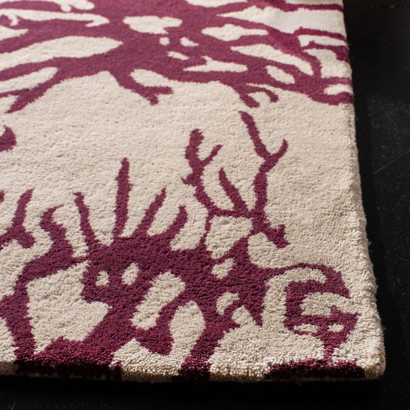 Bella BEL115 Hand Tufted Area Rug - Beige/Purple - 5'x5' - Safavieh.