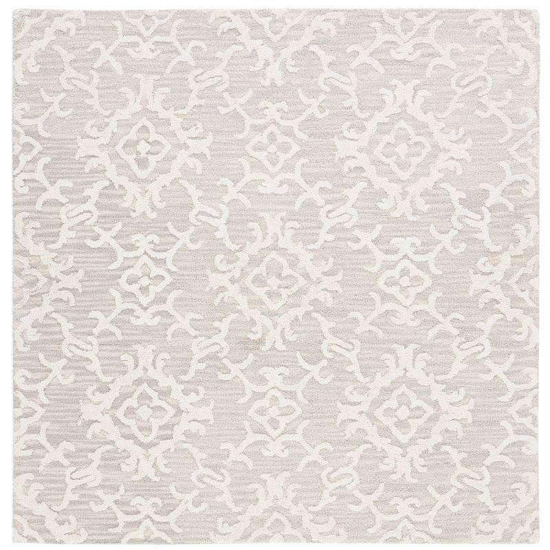 Blossom BLM104 Hand Tufted Area Rug - Grey/Ivory - 4'x4' - Safavieh.