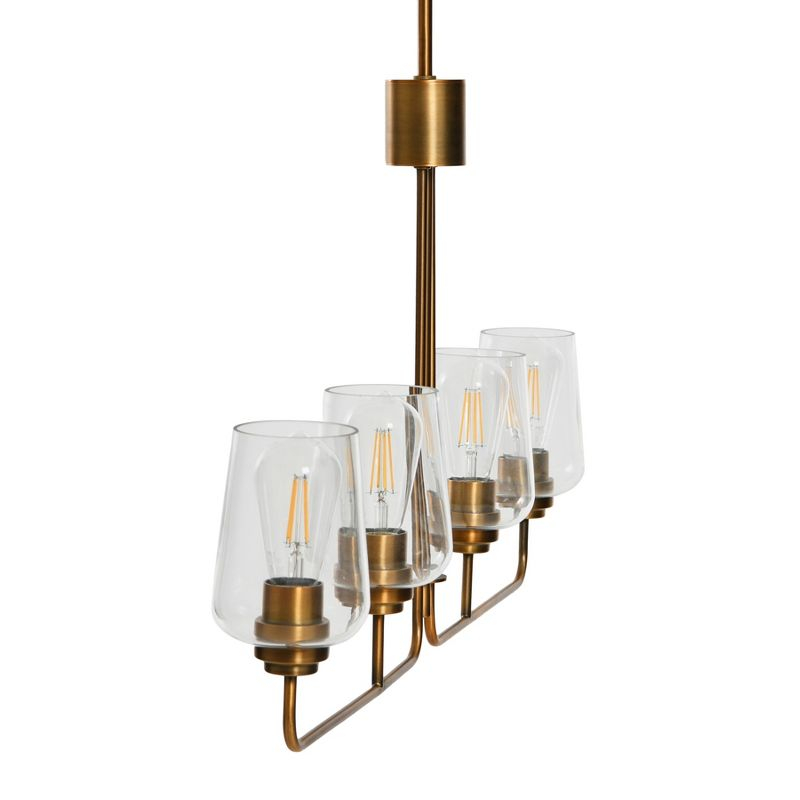 Storied Home Holden - Metal and Glass 4-Light Linear Chandelier, Brushed Bronze