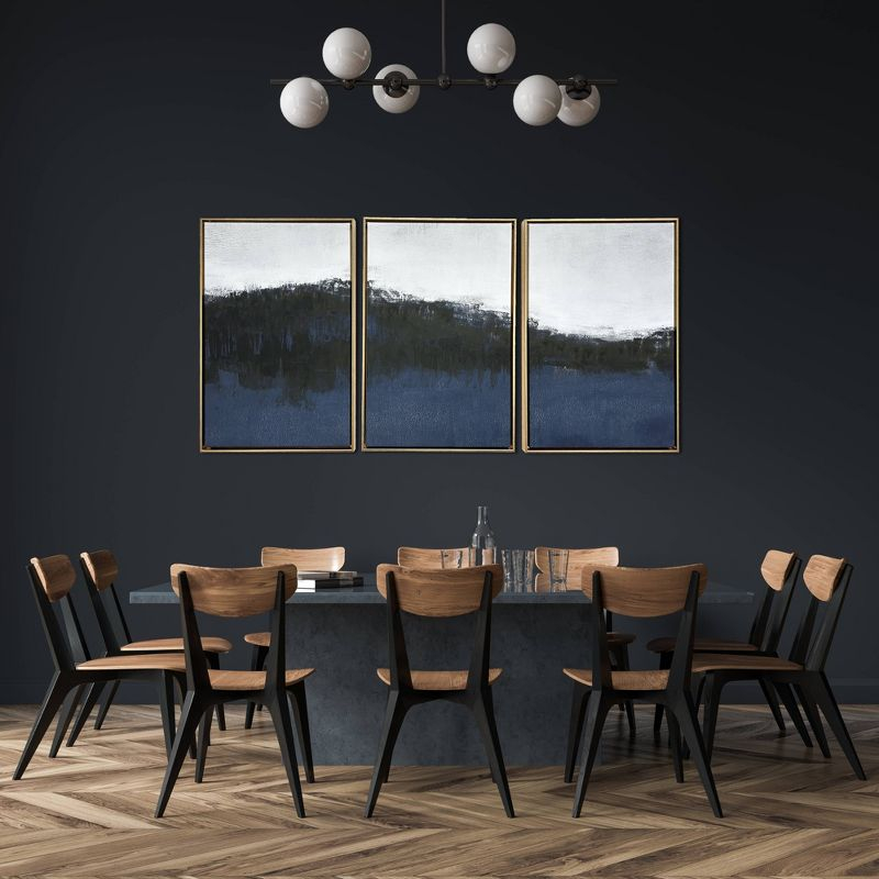 Gallery 57 24"x48" Sapphire Abstract Triptych Floating Framed Canvas Wall Art Print