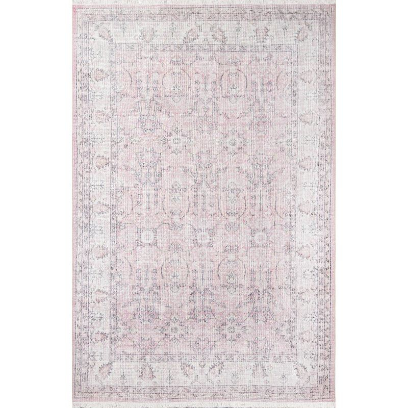 2'x3' Helena Accent Rug Light Pink - Momeni: Bohemian Ikat Design, Low Pile, Indoor Rectangle Rug, Polyester & Cotton