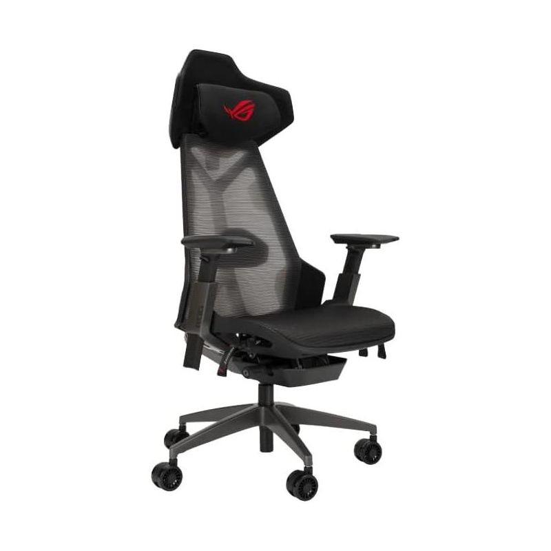 ASUS ROG Destrier Ergo Gaming Chair, Futuristic Cyborg Aesthetic, Versatile Seat Adjustments, Mobile Gaming Arm Support Mode, Acoustic Panel