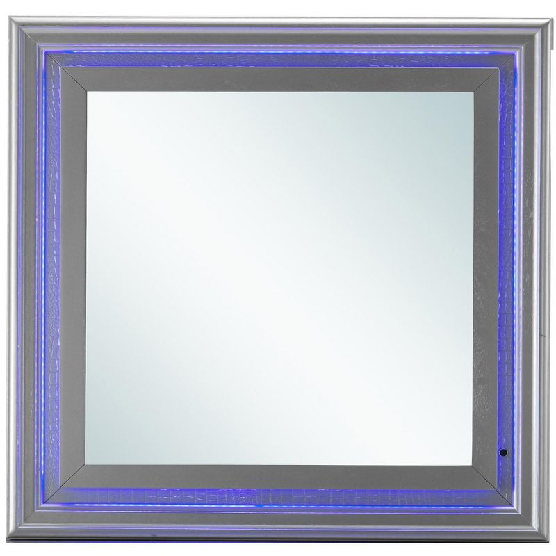 Passion Furniture Lorana 38 in. x 38 in. Modern Square Framed Silver Champagne Dresser Mirror