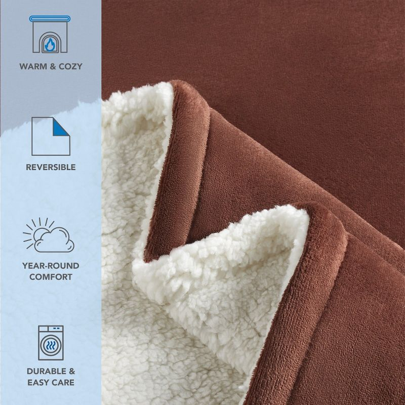 Host & Home Plush to Faux Shearling Blanket (King) Chocolate