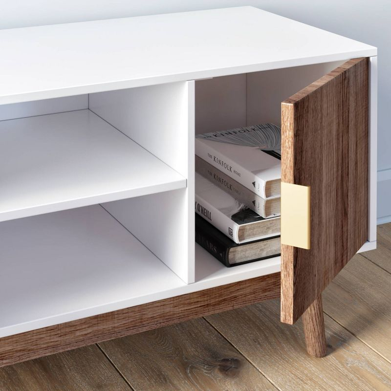 43&#34; Wesley Wood Mid Century 2 Door TV Cabinet for TVs up to 59&#34; White Warm/Reclaimed Oak - Nathan James
