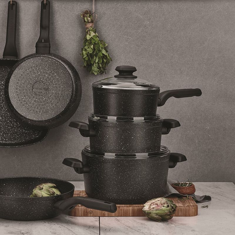 Korkmaz Ornella 2 Piece 2 Liter Quart Aluminum Nonstick Saucepan with Lid