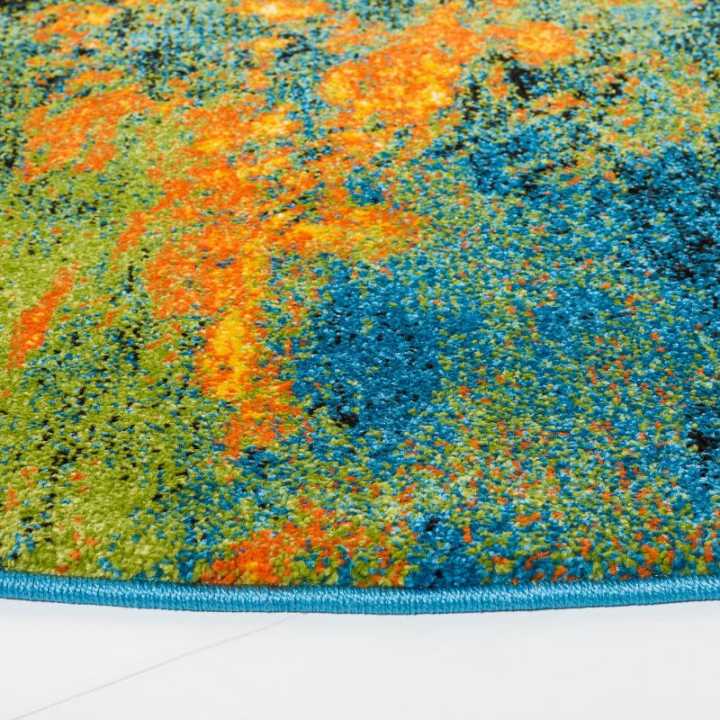 Galaxy GAL117 Power Loomed Area Rug - Blue/Yellow - 6'7" round - Safavieh.