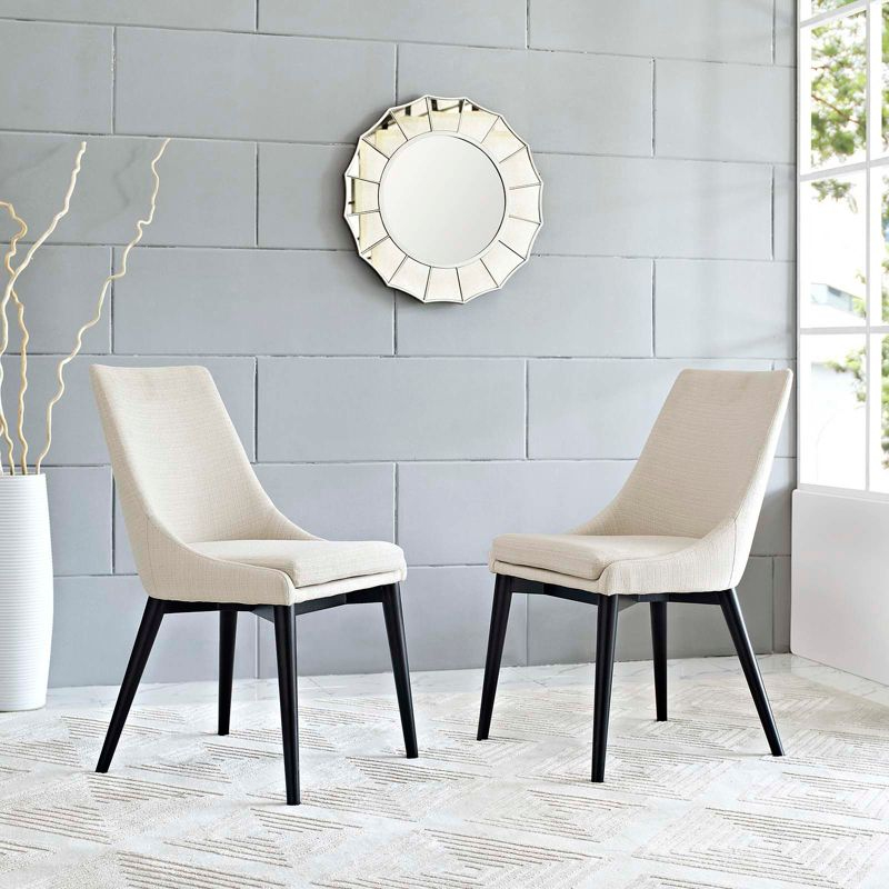 Modway Set of 2 Viscount Dining Side Chair Fabric Beige: Upholstered Polyester, Wood Frame, Armless Design