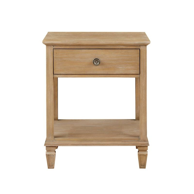 Victoria Nightstand Natural: Madison Park, Rubberwood Frame, Wood Veneer Surface, Transitional Style