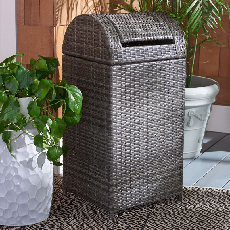Serapis Outdoor Trash Can - Grey Brown - Safavieh