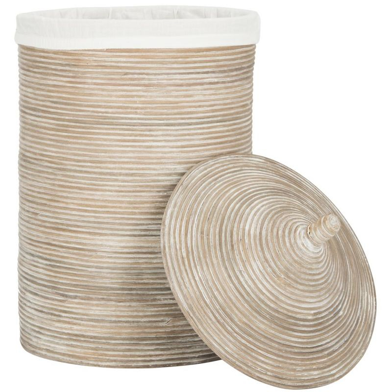 Wellington Laundry Basket with Liner - HAC6501 - White/Grey White Wash - Safavieh