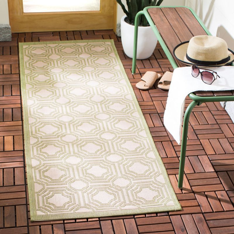 Courtyard CY6112 Power Loomed Indoor and Outdoor Runner Rug - Beige/Sweet Pea - 2'3"x6'7" - Safavieh