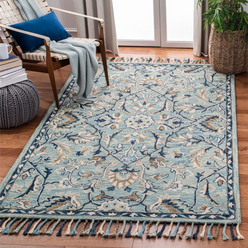 Blossom BLM457 Hand Tufted Area Rug - Blue/Ivory - 3'x5' - Safavieh.