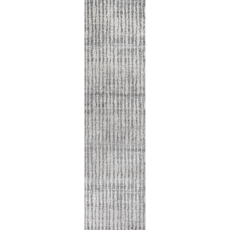 2'x8' Skoura Modern Bold Stripe Runner Rug, Beige/Dark Gray - JONATHAN Y