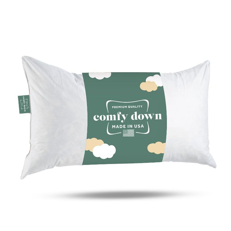 ComfyDown Premium 95/5 Feather Down Rectangle Pillow Insert 100% Cotton Cover 233 - 14"x20" -White