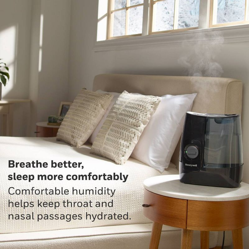 Honeywell HWM845 Warm Mist Humidifier with Essential Oil Cup Filter Free Black: Quiet Operation, 24-Hour Run Time, ETL Listed