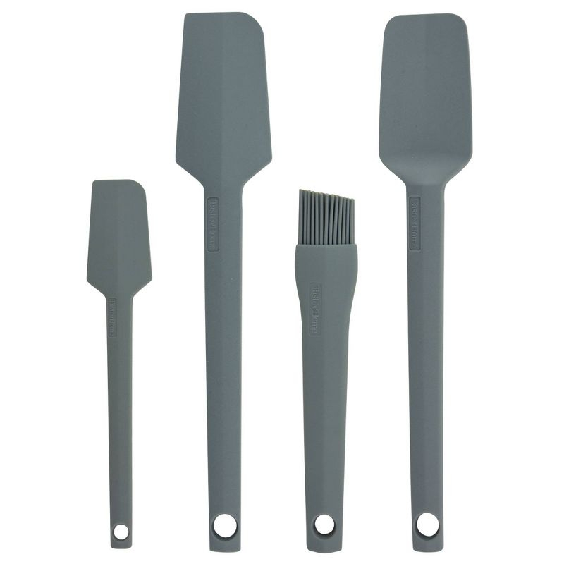 Taste of Home 4pc Silicone Tools Ash Gray: Kitchen Utensil Set with Mini Spatula, Spoonula, Basting Brush, Dishwasher-Safe