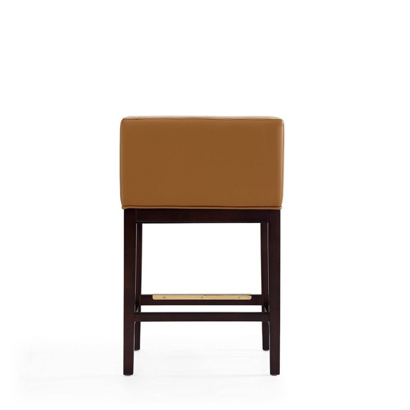 Kingsley Beech Wood Counter Height Barstool Camel - Manhattan Comfort: Upholstered Dining Chair with Footrest