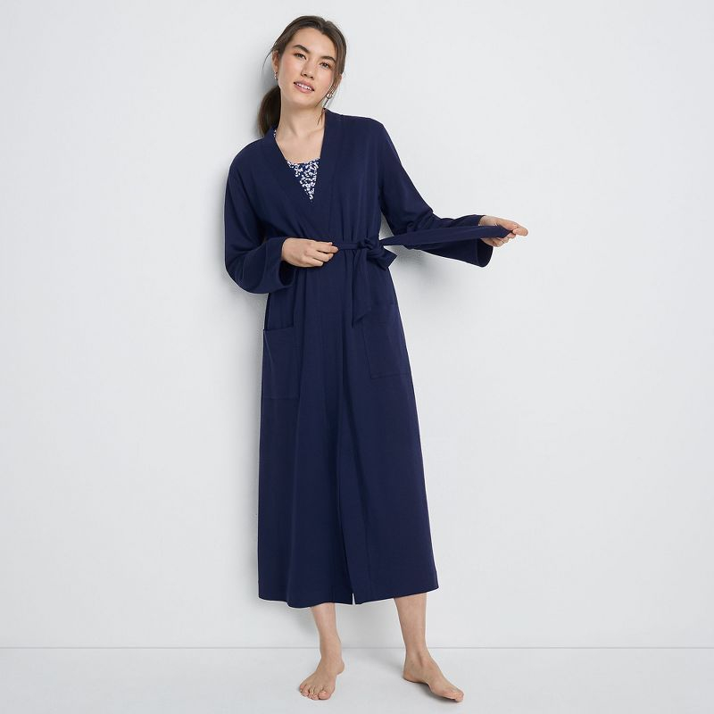 Lands' End Women's Cotton Long Sleeve Midcalf Robe