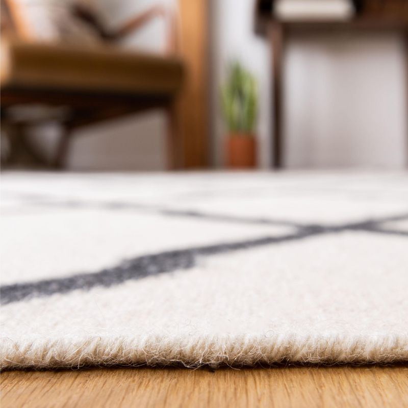 Dhurries DHU645 Hand Woven Flat Weave Indoor Area Rug - Ivory/Charcoal - 8'x10' - Safavieh