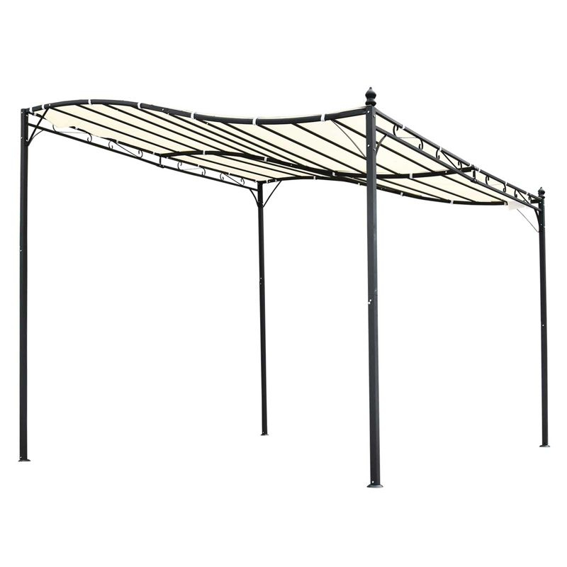 Outsunny 10' x 10' Steel Outdoor Pergola Gazebo, Patio Canopy with Weather-Resistant Fabric and Drainage Holes, Cream White