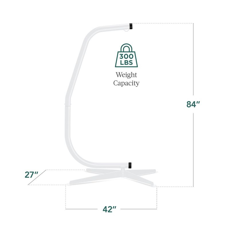 Best Choice Products Metal Hanging Hammock C-Stand for Chair/ Weather-Resistant Finish, Offset Base - Stand Only - White