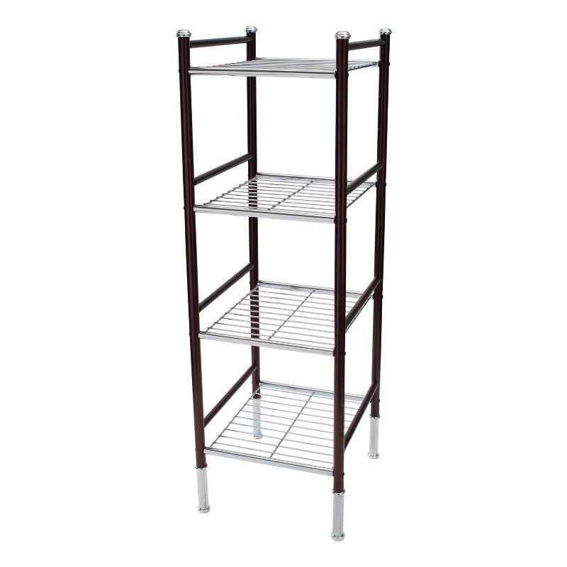 4 Tier Duplex Line Storage Tower Black - Organize It All: Metal Frame, Universal Shelving Unit, Easy to Assemble