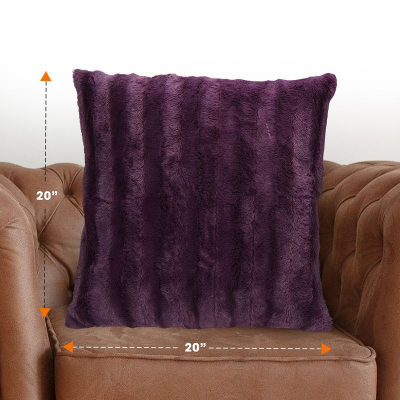 Cheer Collection Decorative Faux Fur Throw Pillow Cover - Purple, 20" x 20" (Pillowcase Only)