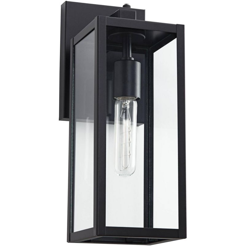 John Timberland Titan Modern Outdoor Wall Light Fixture Mystic Black Dusk to Dawn 14" Clear Glass for Post Exterior Barn Deck House Porch Yard Patio