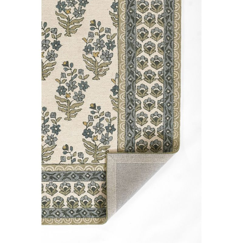 Momeni 3'6"x5'6" Cotswold Bourton Floral Handtufted Area Rug Green: Wool, Medium Pile, Botanical Pattern, Indoor Use