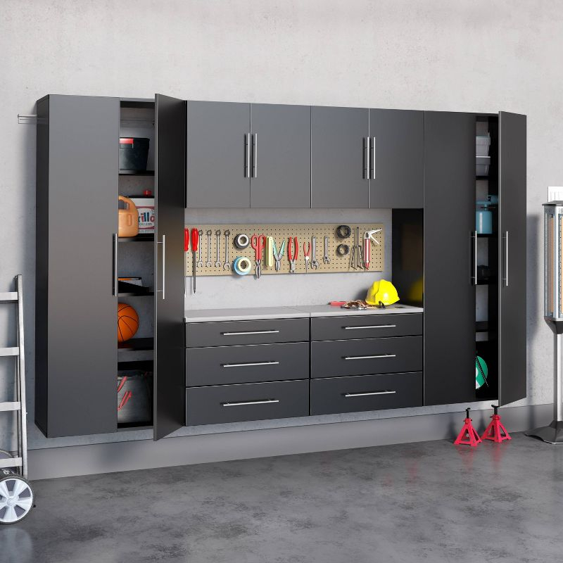 6pc 120" Hangups Storage Cabinet Set Black - Prepac: Wall Mounted, Workshop Organization, Secure Mounting