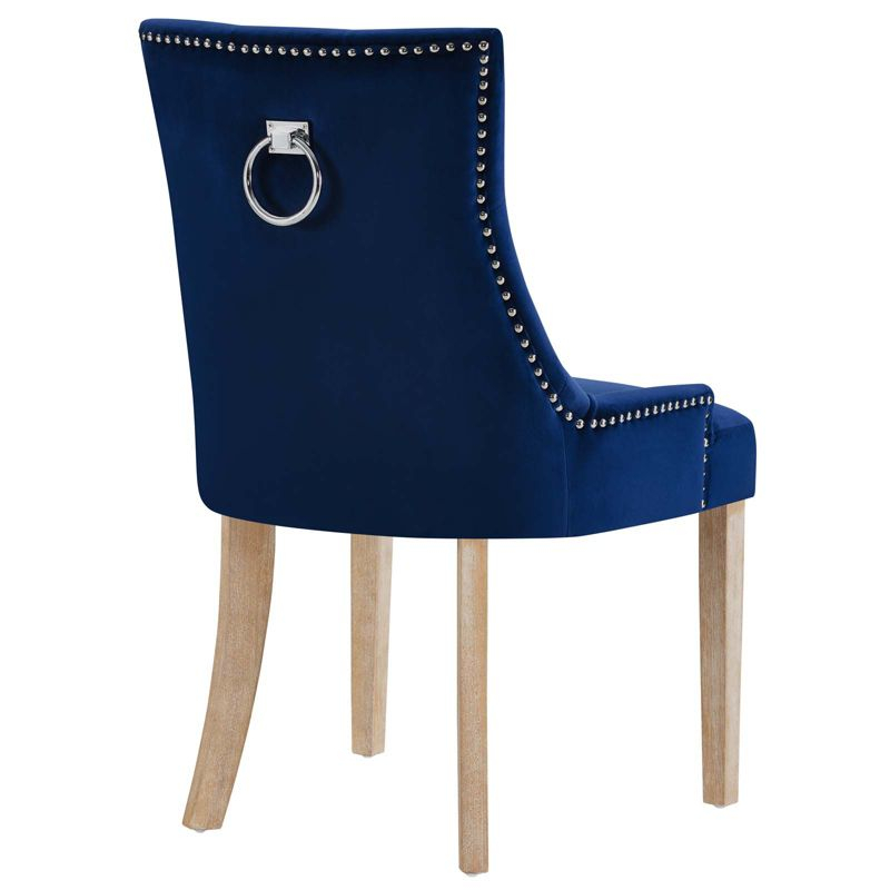 Modway Pose Tufted Performance Velvet Upholstered Dining Chair with Nailhead Trim in Navy