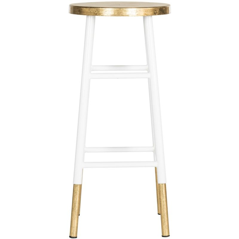 Emery Dipped Gold Leaf Bar Stool - FOX3230 - White/Gold - Safavieh Couture