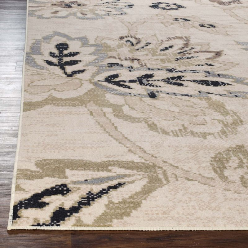 Modern Bohemian Farmhouse Floral Indoor Area Rug, 12'x15', Cream - Blue Nile Mills