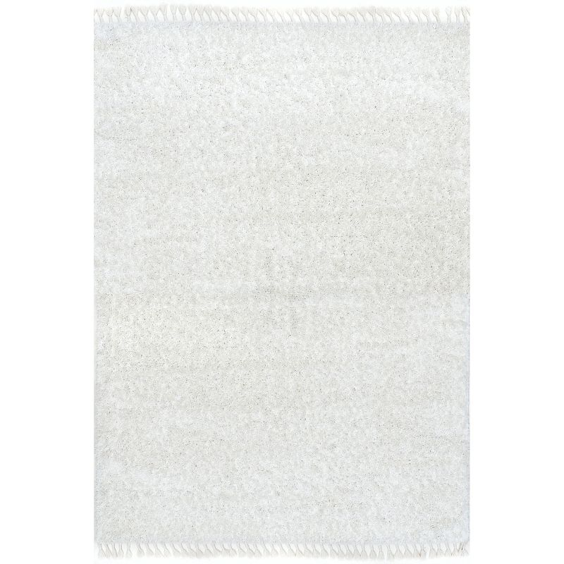 Nuloom Neva Solid 5x8 Shag Indoor Area Rug for Living Room Bedroom Dining Room Nursery, Ivory