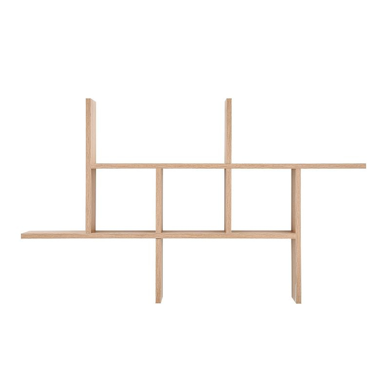 Danya B. 40" x 24" Cantilever Cubby Wall Shelf Chestnut: Mid-Century Modern Style, Laminated MDF, Iron Hardware