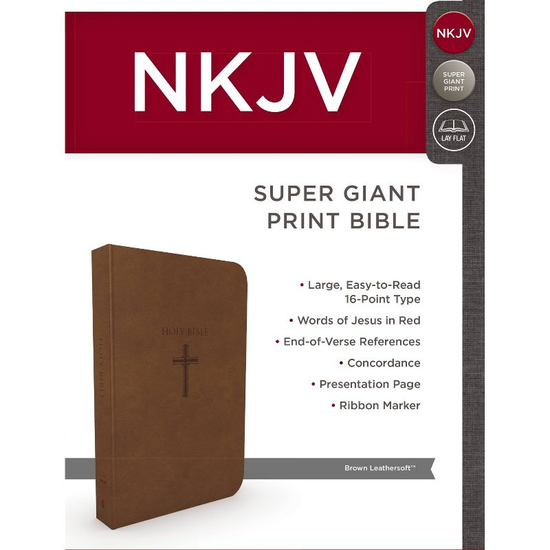 Super Giant Print Bible-NKJV - by Thomas Nelson Publishers (Leather Bound)