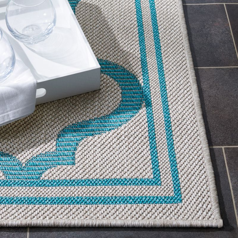 Bermuda BMU810 Power Loomed Indoor/Outdoor Machine Washable Accent Rug - Beige/Aqua - 3'x5' - Safavieh