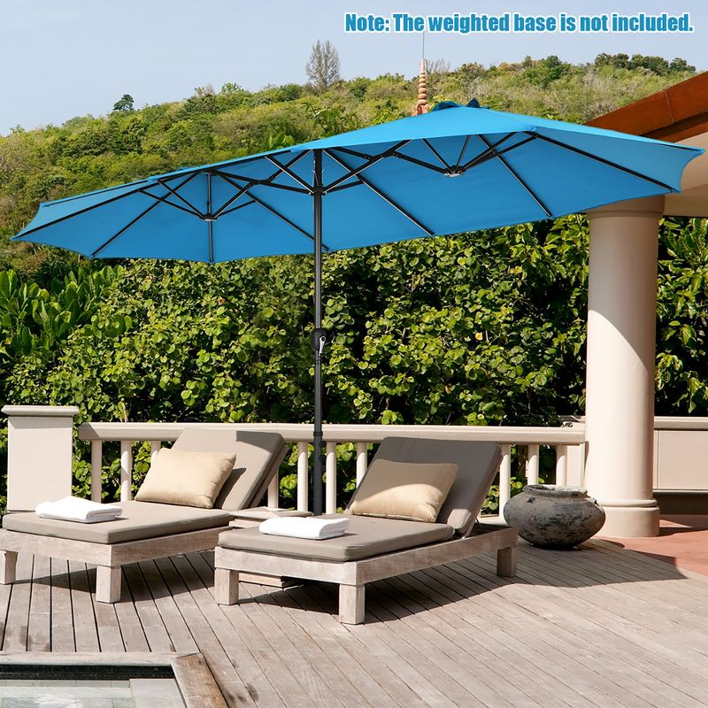 Costway 15FT Patio Double-Sided Umbrella Crank Outdoor Garden Market Sun Shade Blue